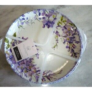 Rachel Ashwell The Farmhouse 100% Melamine Violet Flowers Salad Plates SET OF 4